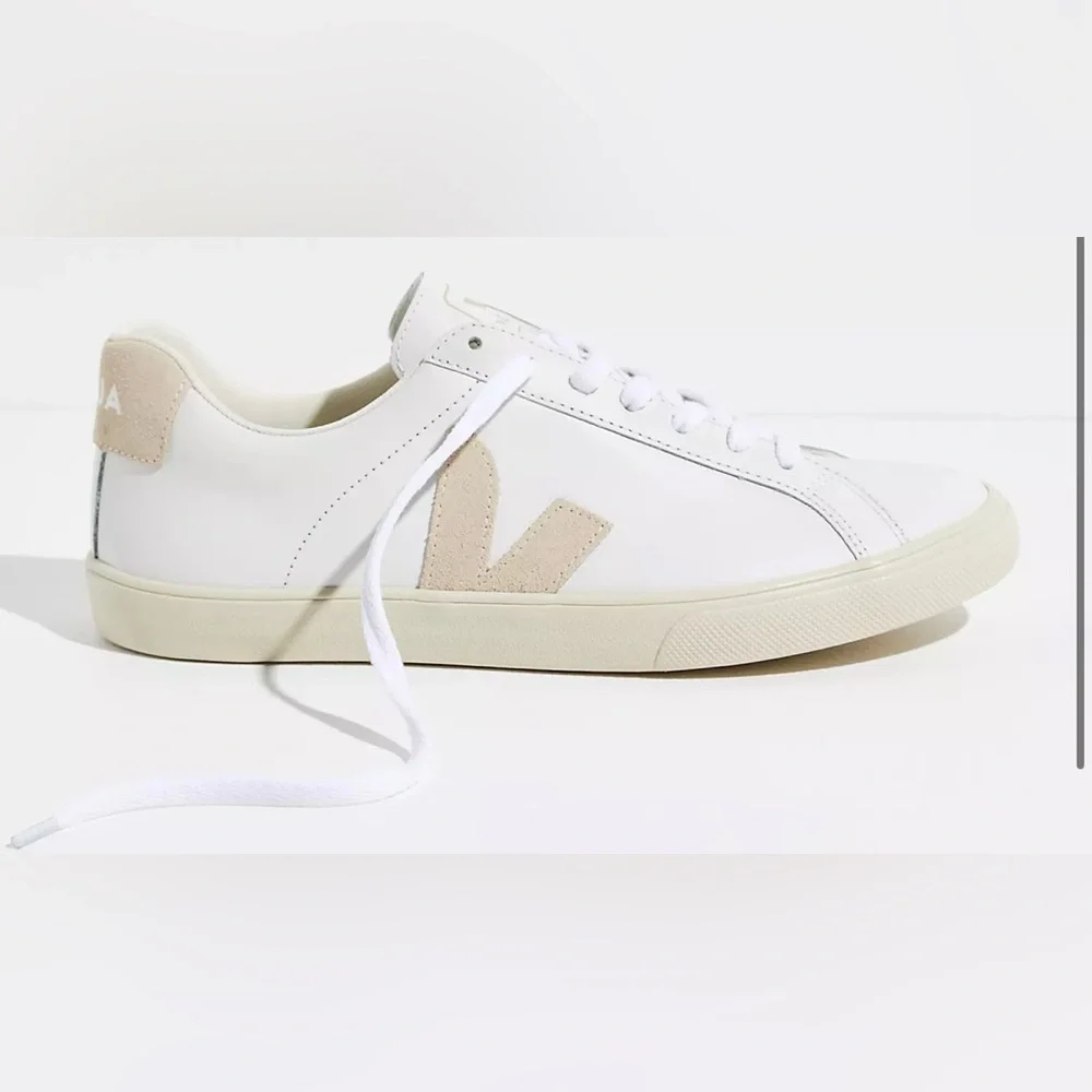 Veja Women’s White Sneakers with Beige Suede V Logo